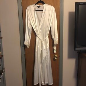 NWT long white satin robe